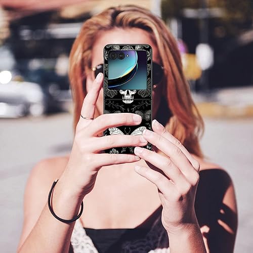 Vista 209 de Funda para Motorola Moto Razr Plus 2023 con protección de pantalla, cubierta trasera de policarbonato duro delgada y ultrafina con patrón de estante