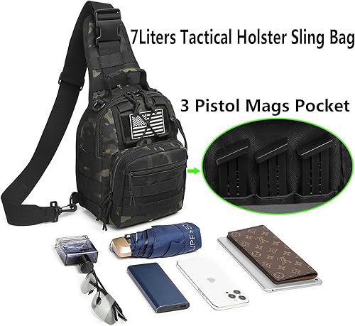 Miniatura 4 de ATBP Pequeño bolso táctico de la honda para los hombres con la funda militar EDC bolso de hombro CCW Crossbody bolsa 7 litros, Verde militar