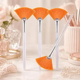 4 pincéis de máscara facial para ventiladores, ferramenta de aplicação de maquiagem sintética macia para creme de lama, peeling de ácido glicólico e cuidados com a pele, amarelo claro