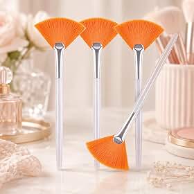4 pincéis de máscara facial para ventiladores, ferramenta de aplicação de maquiagem sintética macia para creme de lama, peeling de ácido glicólico e cuidados com a pele, amarelo claro