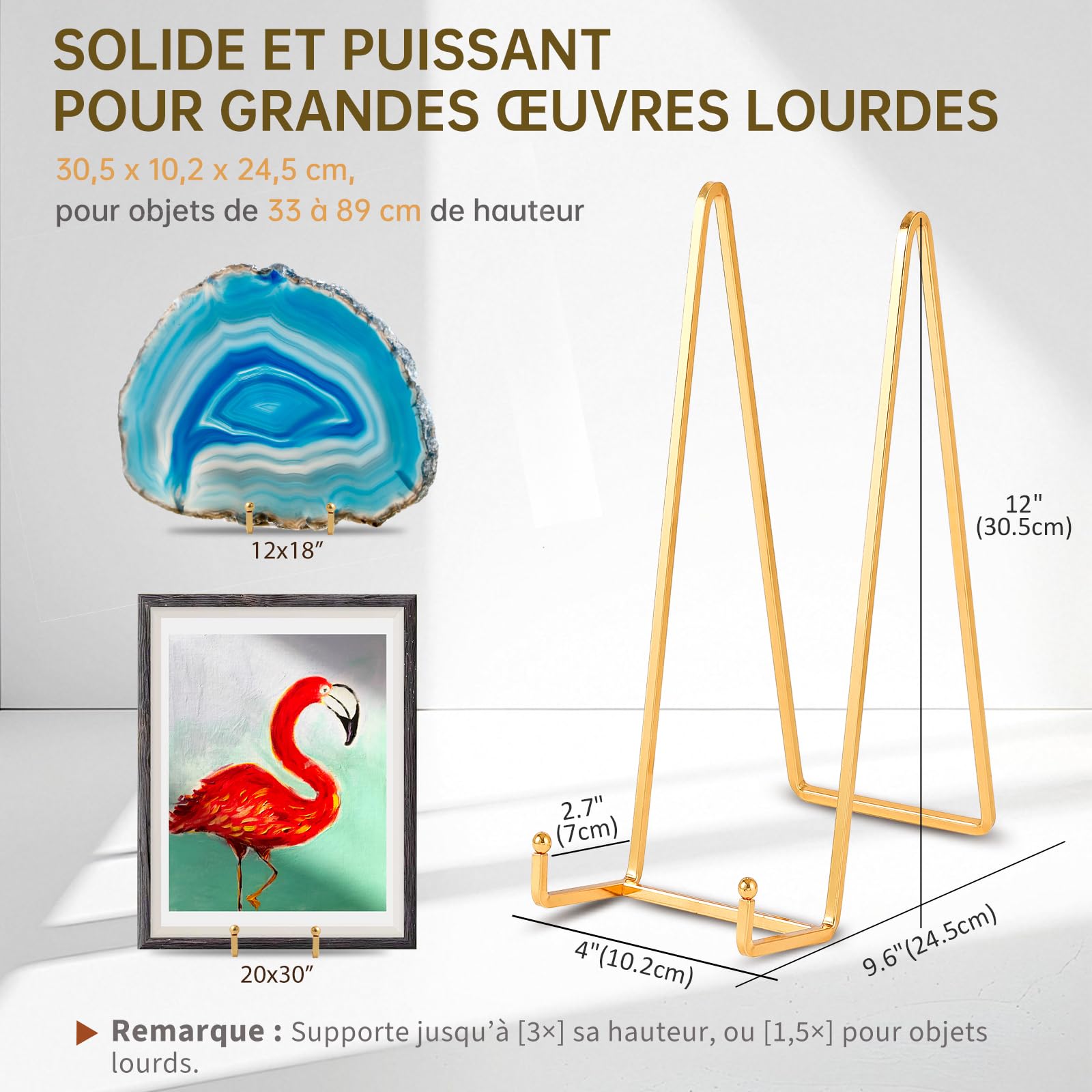 Chevalets Supports Métal Pour Assiettes Décoratives - Lot De 2 - Or 25,6cm - Porte-cadres