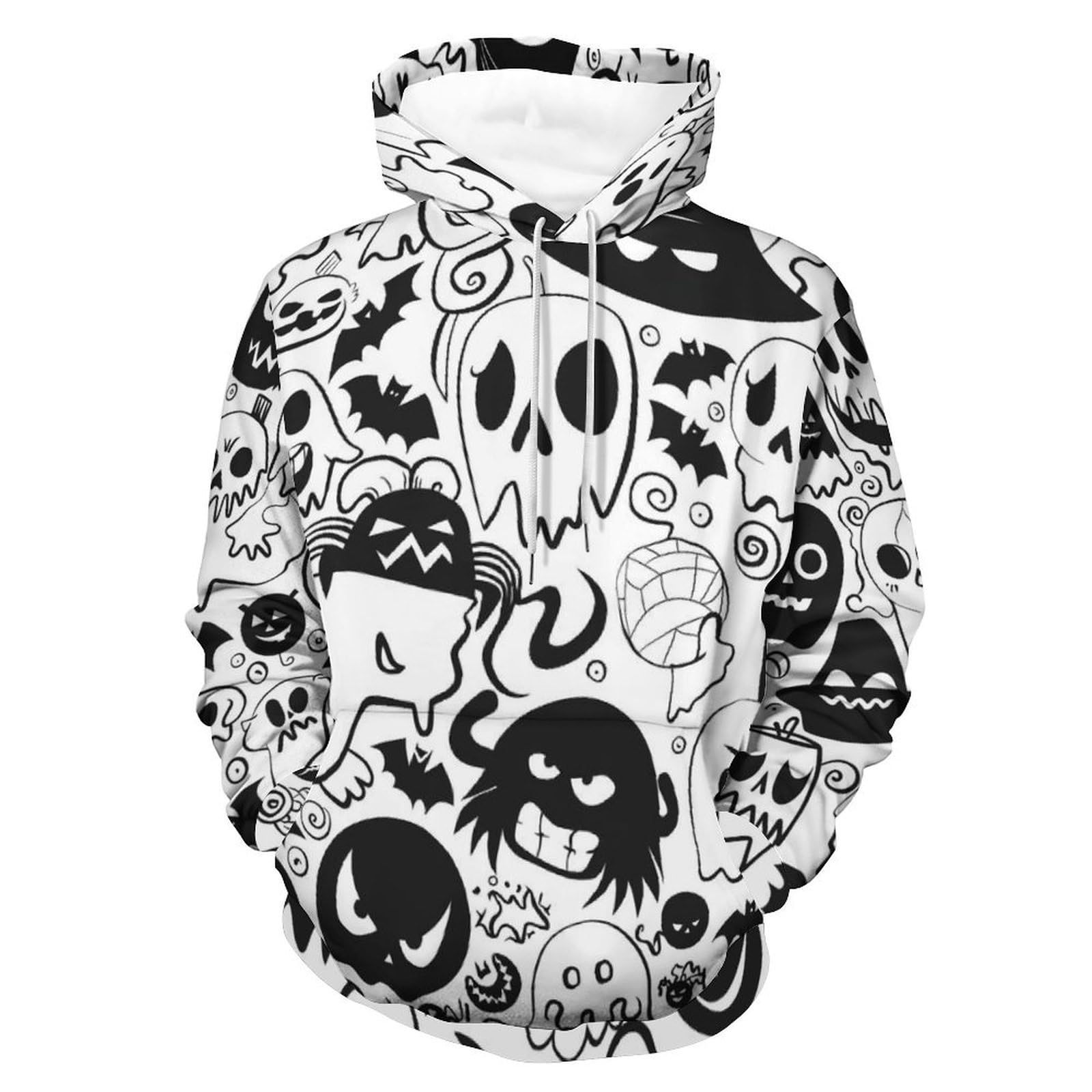 Sweat à capuche imprimé crâne d'Halloween manches longues taille S - 8