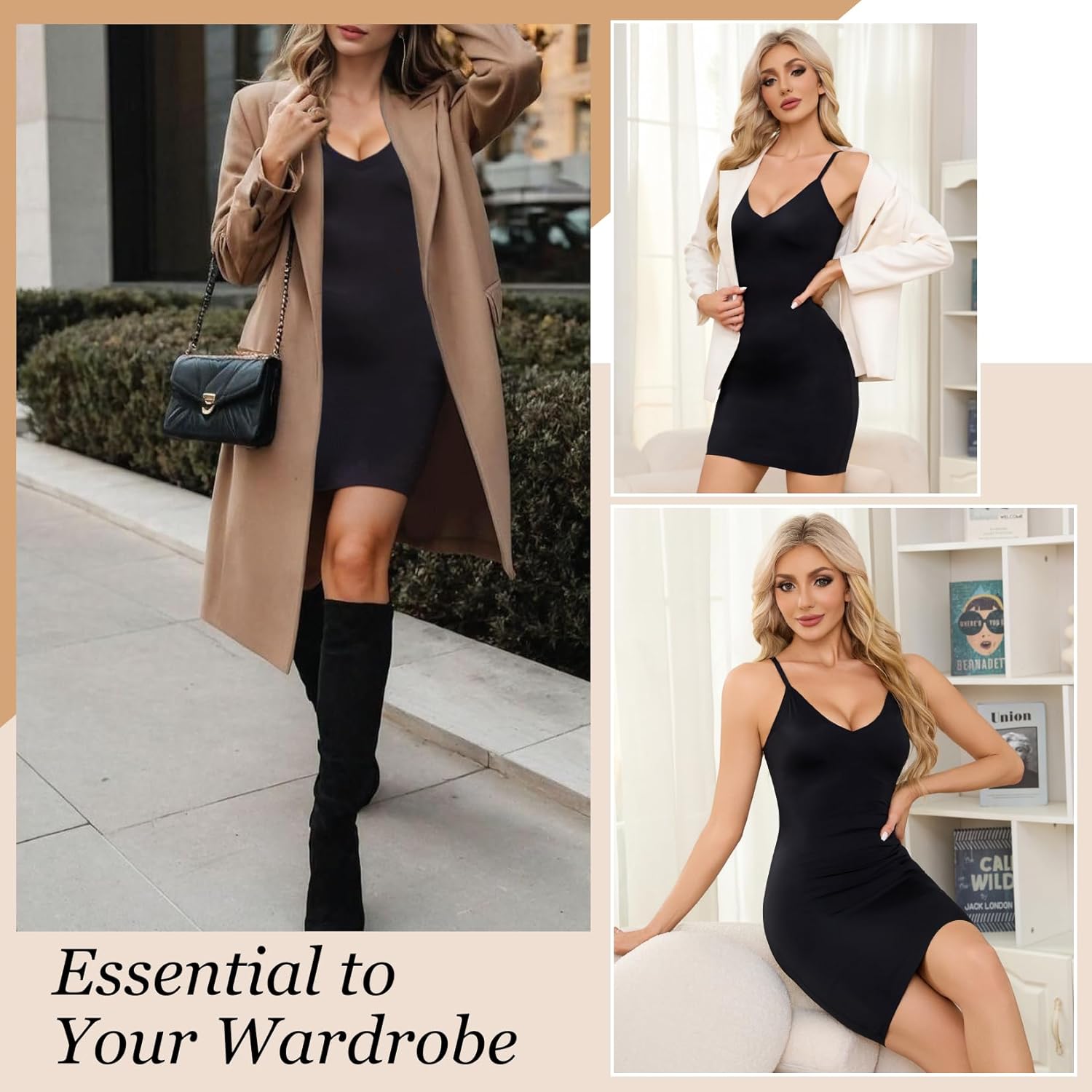 MISS MOLY Shapewear Dress Slip for Women Full Slip Tummy Control Body Shaper Seamless Cami Dress with Adjustable Strap - Image 5