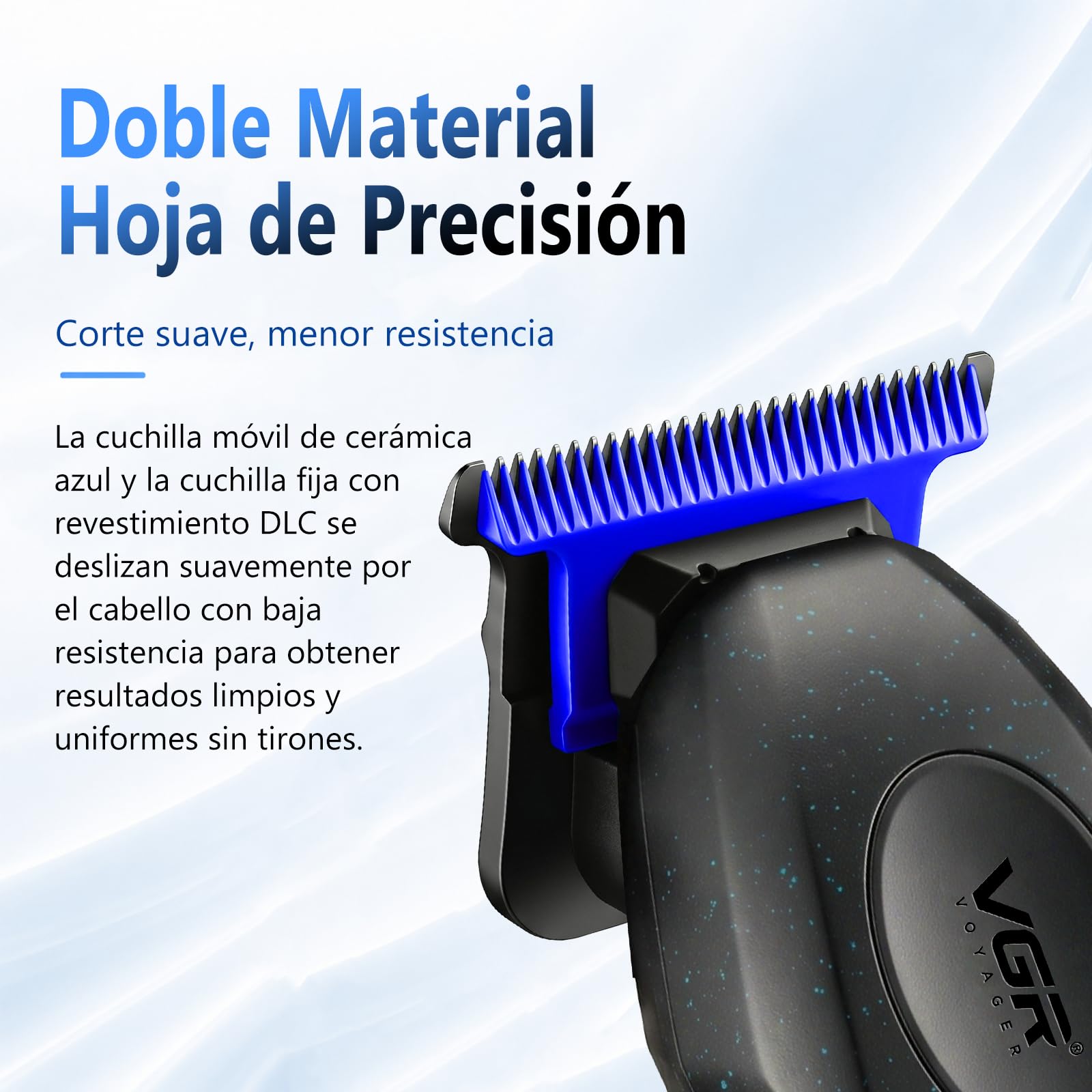 VGR 887T Máquina de Cortapelos Profesional, 6 Velocidades, 9000 RPM, Negro | Recortadora de Contornos 6 Niveles, Cuchilla de Cerámica Desmontable y Lavable para Hombre, Base de Carga