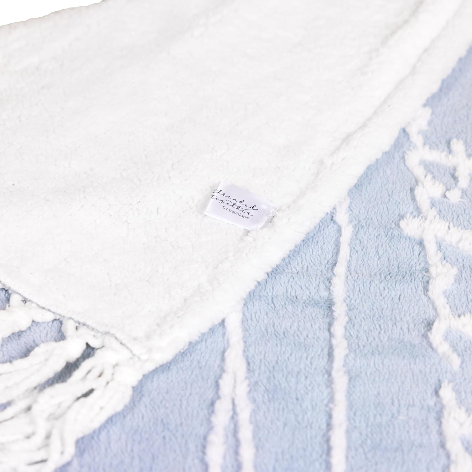 Pavilion Gift Company - Life is Better at The Beach - 50 x 60-Inch Luxury Sherpa Tassel Raised Text Throw Blanket, Nautical Décor, Seascape Décor, Soft & Cozy Blankets, 1 Count, Blue