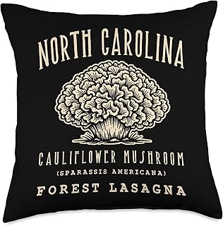 North Carolina Cauliflower Mushroom Throw Pillow