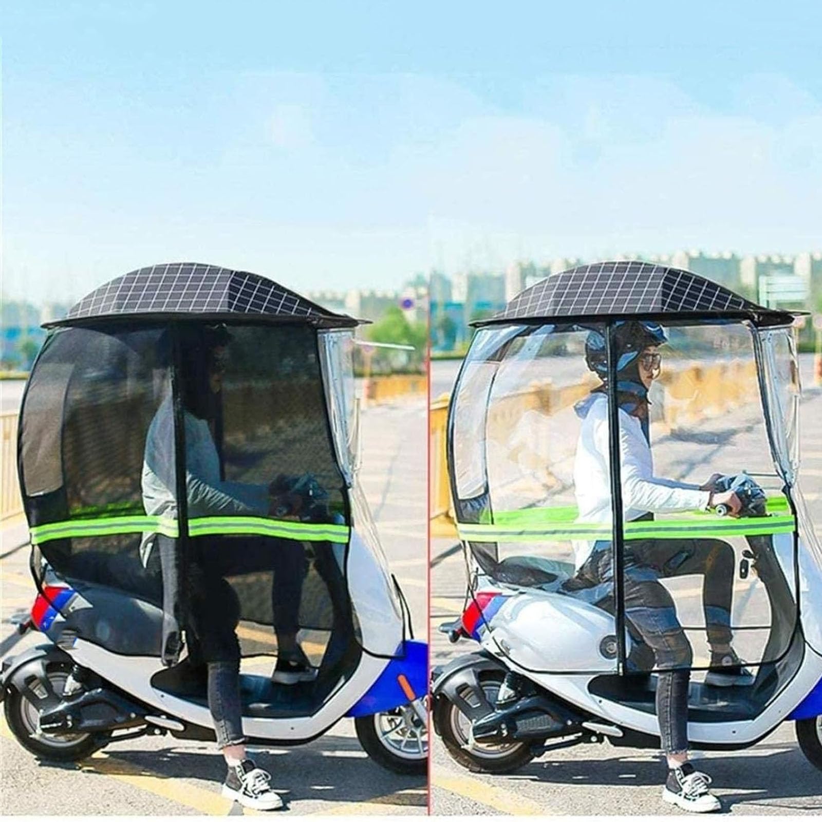 Universal Car Motor Scooter Paraguas Movilidad Parasol Cubierta para la Lluvia Impermeable, Scooter Plegable Movilidad Scooter Canopy (Color: Negro, Tamaño: Rejilla Negra) (Rejilla Negra Negra)