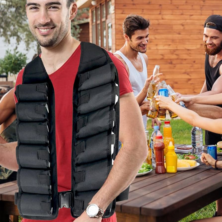Outdoor Trinkweste - Bierweste Mit 12 Taschen Für Camping & Festivals