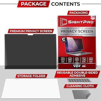 SightPro Magnetic Privacy Screen for MacBook Air 15 Inch (2023-2026, M2-M5) Patented Removable Laptop Privacy Filter Shield and Protector