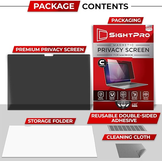 SightPro Magnetic Privacy Screen for MacBook Air 15 Inch (2023-2026, M2-M5) Patented Removable Laptop Privacy Filter Shield and Protector