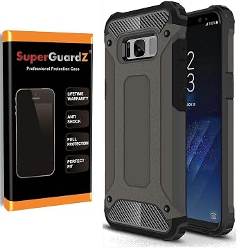 for Samsung Galaxy S8 Case, Heavy Duty Slim Shockproof Protective Cover Armor [Black] + 2 Stylus Pen