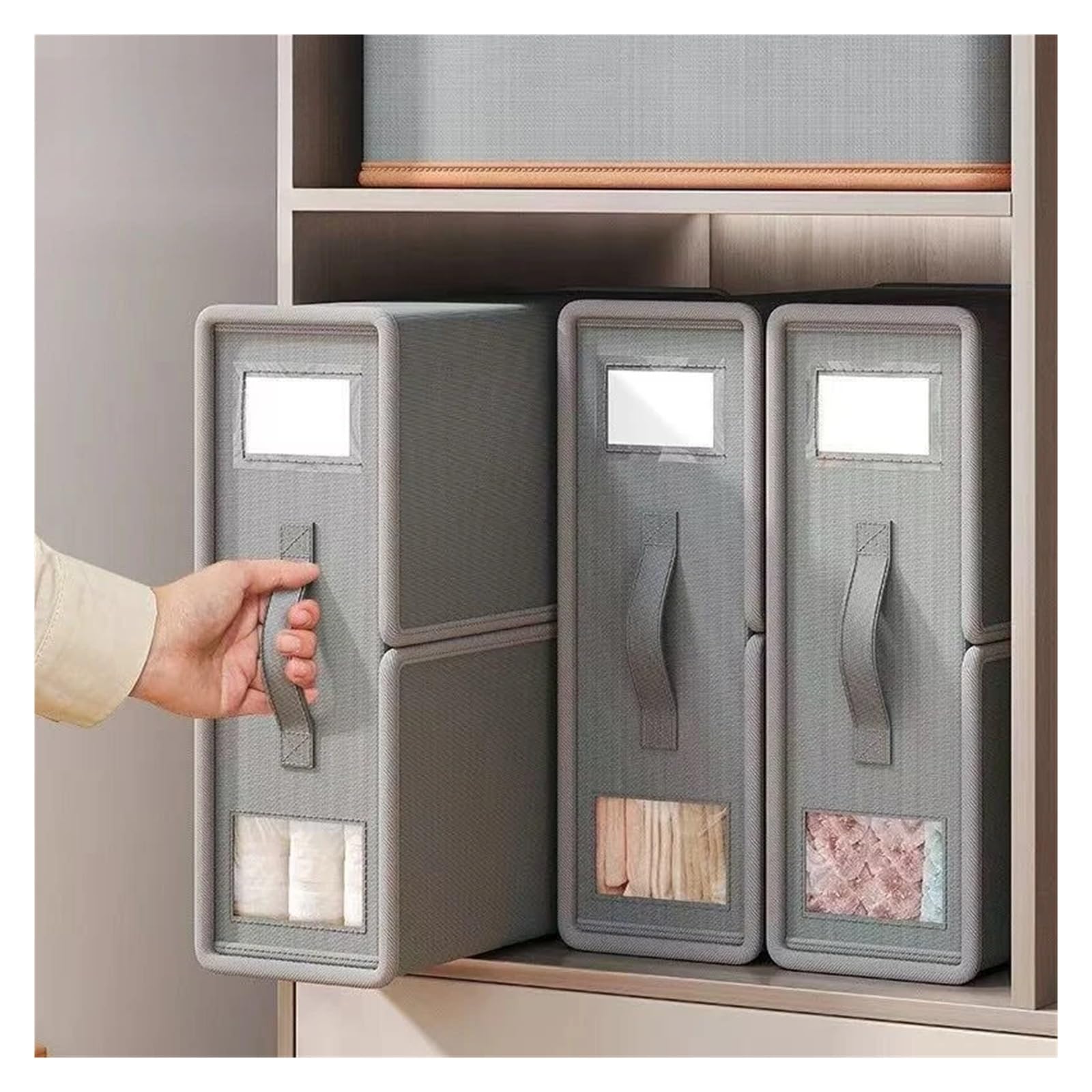 Organizador Sabanas Caja de almacenamiento ropa cama no tejida, organizador sábanas plegable for funda nórdica, almohada, armario, contenedor tela for el hogar(Beige)
