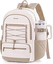 LOVEVOOK Laptop Backpack for Women & Girls, Large Capacity Everyday Backpack with Water Bottle Holder, Chic Versatile Backpack Purse, Lightweight Casual Daypack for Work, Travel, College, Beige-Khaki