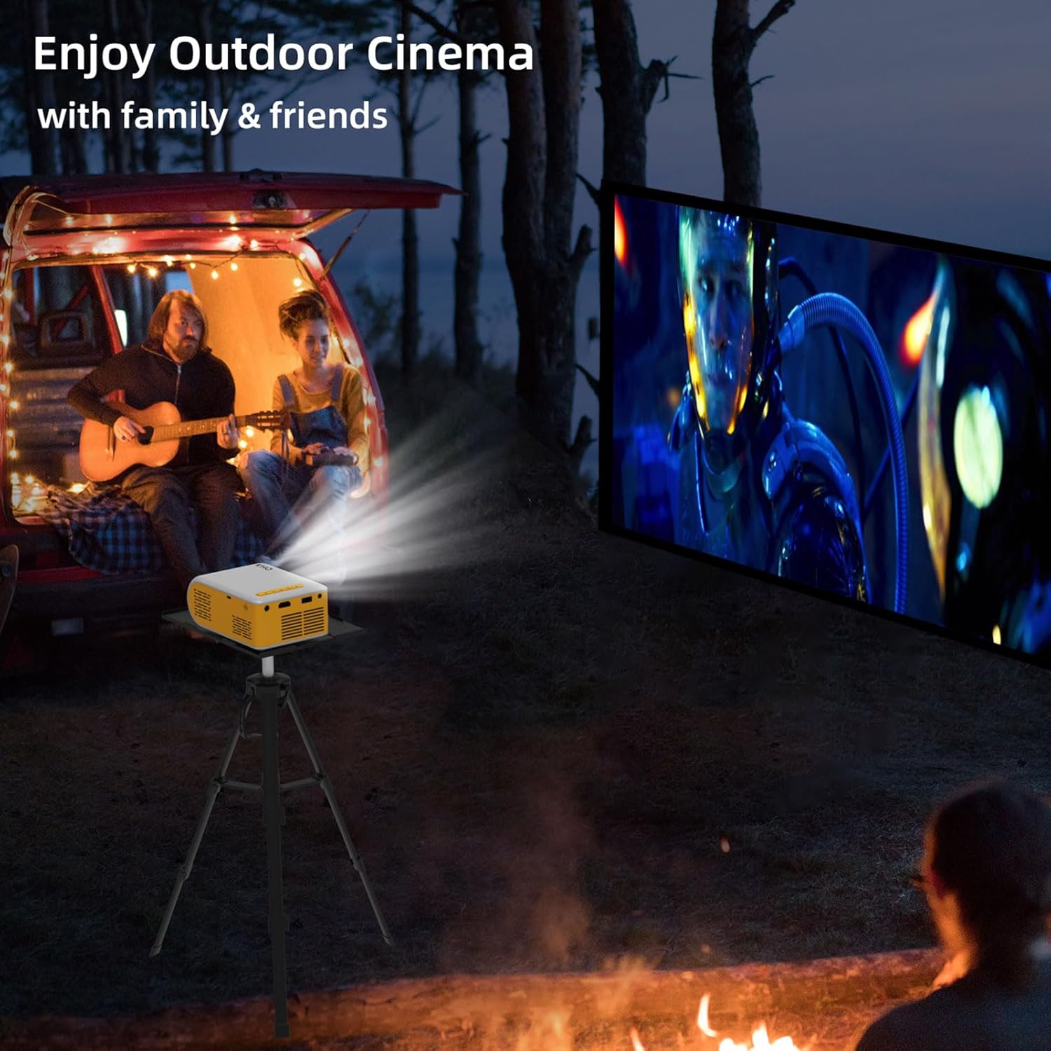 Outdoor Movie Night with a Mini Projector