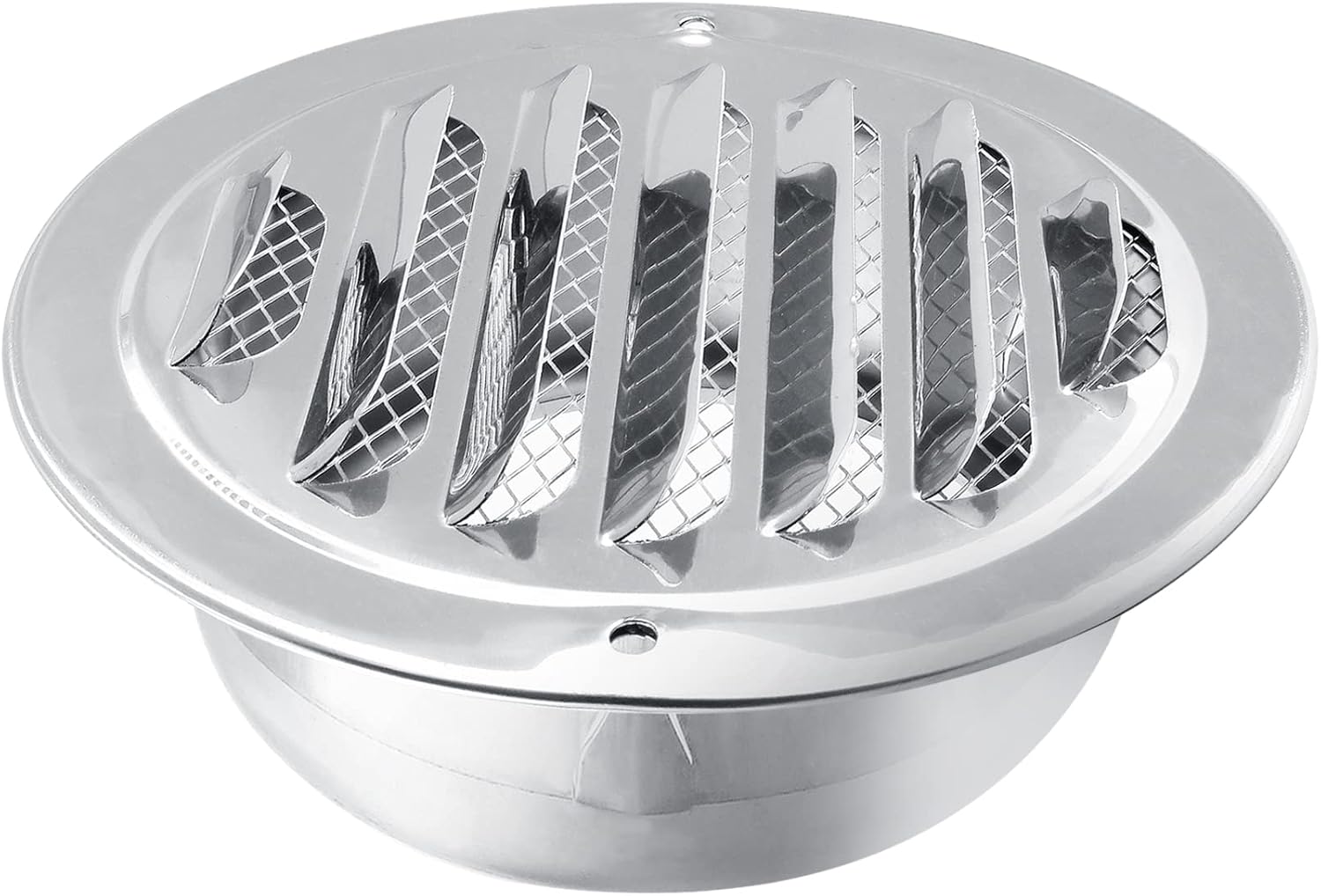 Uenhoy 2 Pcs Stainless Steel Air Vents 4" Round Soffit Vents Louver Grille Cover Wall Vent Cover with Screen Mesh for Kitchen, Bathroom, Office