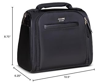 JuJuBe Insulated Bottle Satchel Diaper Bag, Convertible Diaper Bag with Portable Changing Pad, Black