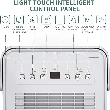 Uhome 30 Pint Dehumidifier - for Basement with Activated Carbon Filter,Ultra Quiet, Humidity Sensor, Auto Shut Off, Continuous Drainage Hose - Ideal Dehumidifiers for Home, 1500 Sq Ft Dehumidifiers