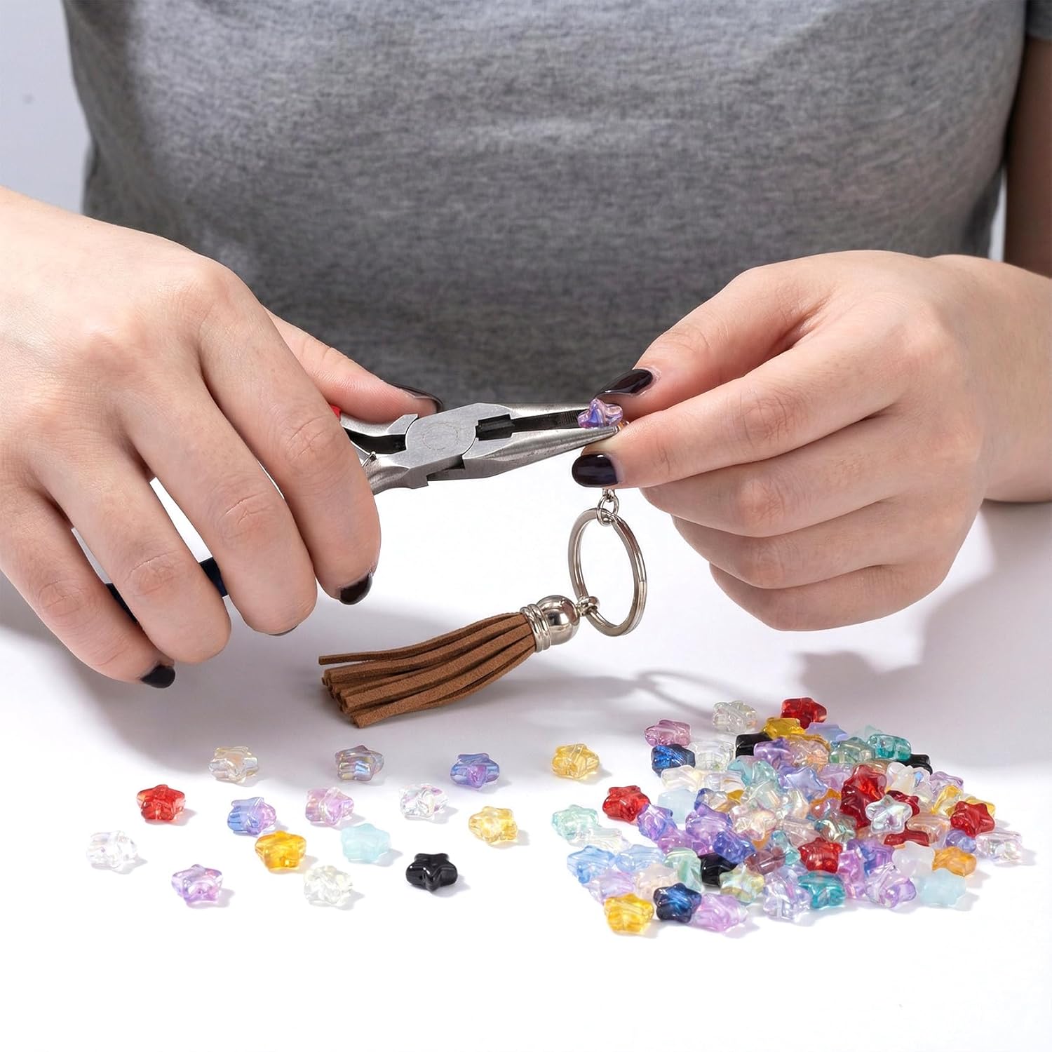 100 Pcs Star Beads Glitter Star Pony Beads Shapes for Friendship Bracelet, Large Hole Kandi Bead for Hair Braids, Jewelry Making (Multicolor) - Image 5