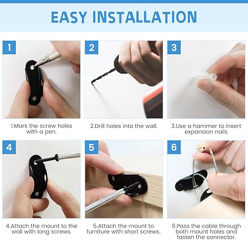 Miniatura 7 de 4our Kiddies Anclajes de muebles correas antipunta para muebles a prueba de bebés, asegura muebles de 400 libras a la pared para evitar caídas,