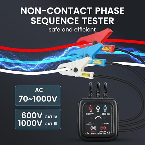 EITAI1000D Non-Contact Phase Sequence Tester, AC 70V-1000V, Φ1.6inch/40mm, Manufacturer Direct Sales, Phase Rotation Meter