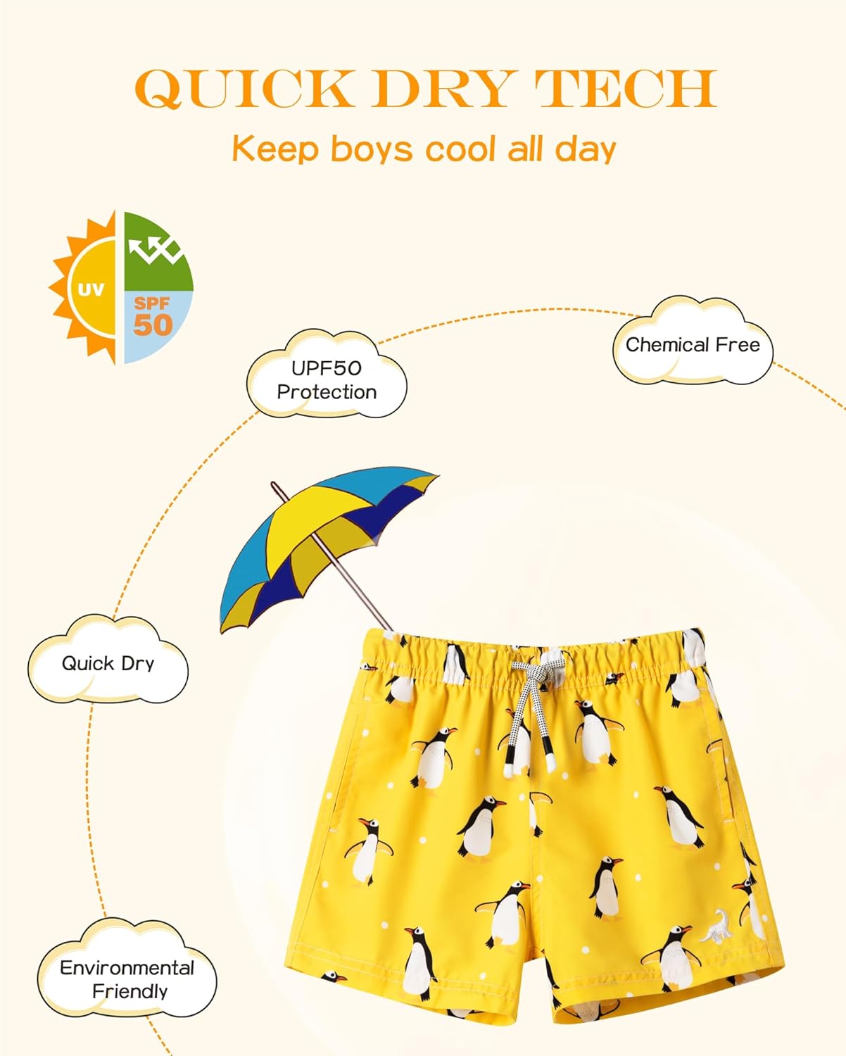 SURF CUZ Surfcuz Little Boys Swim Trunks UPF 50+ Toddler Beach Shorts Swimsuit Kids Quick Dry Swimwear - Image 4