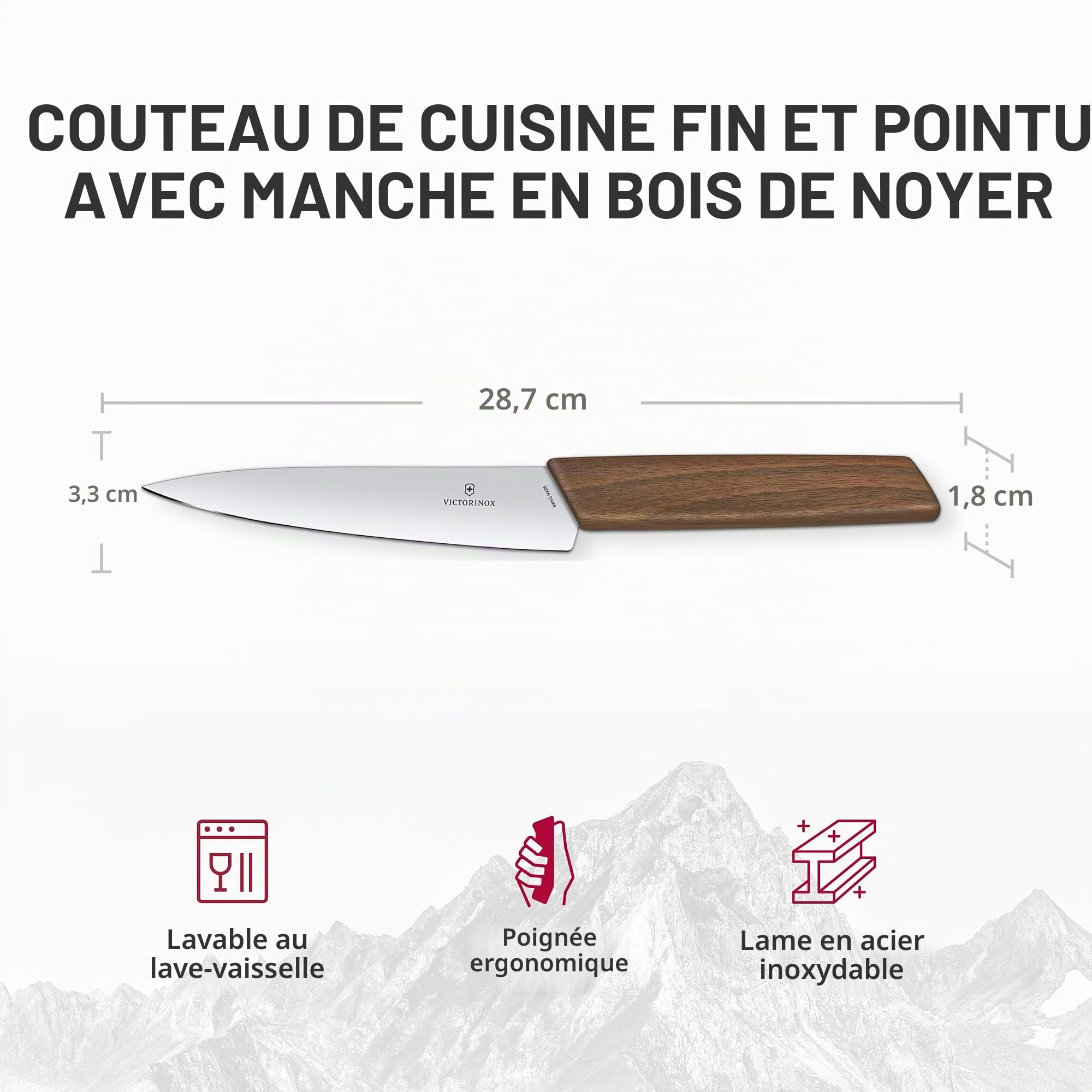 Victorinox Swiss Ideal Couteau d’Office dans un Emballage Cadeau, 15 Cm, Bois de Noyer