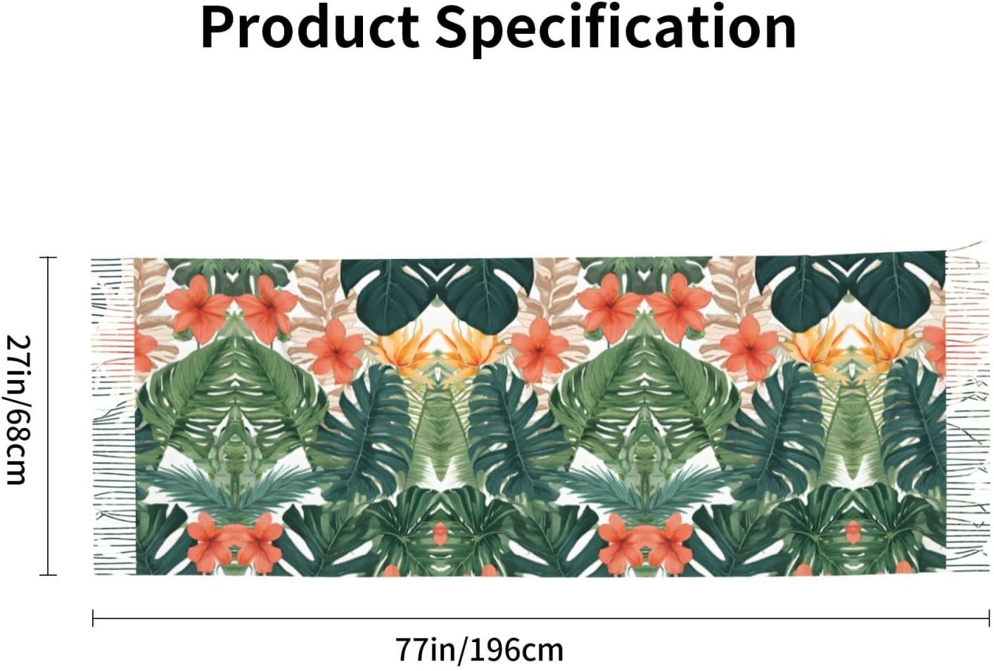 (Tropical Summer Hawaiian Flower Palm Leaves) Women's Soft Warm Scarf Large Plush Shawl Wrap with Fringe Fashion Winter Scarves for Cold Weather