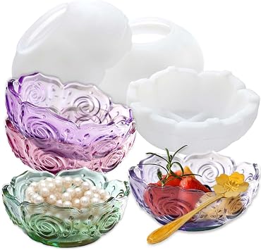 3PCS Flower Bowl Resin Mold, Lotus Bowl Silicone Mold