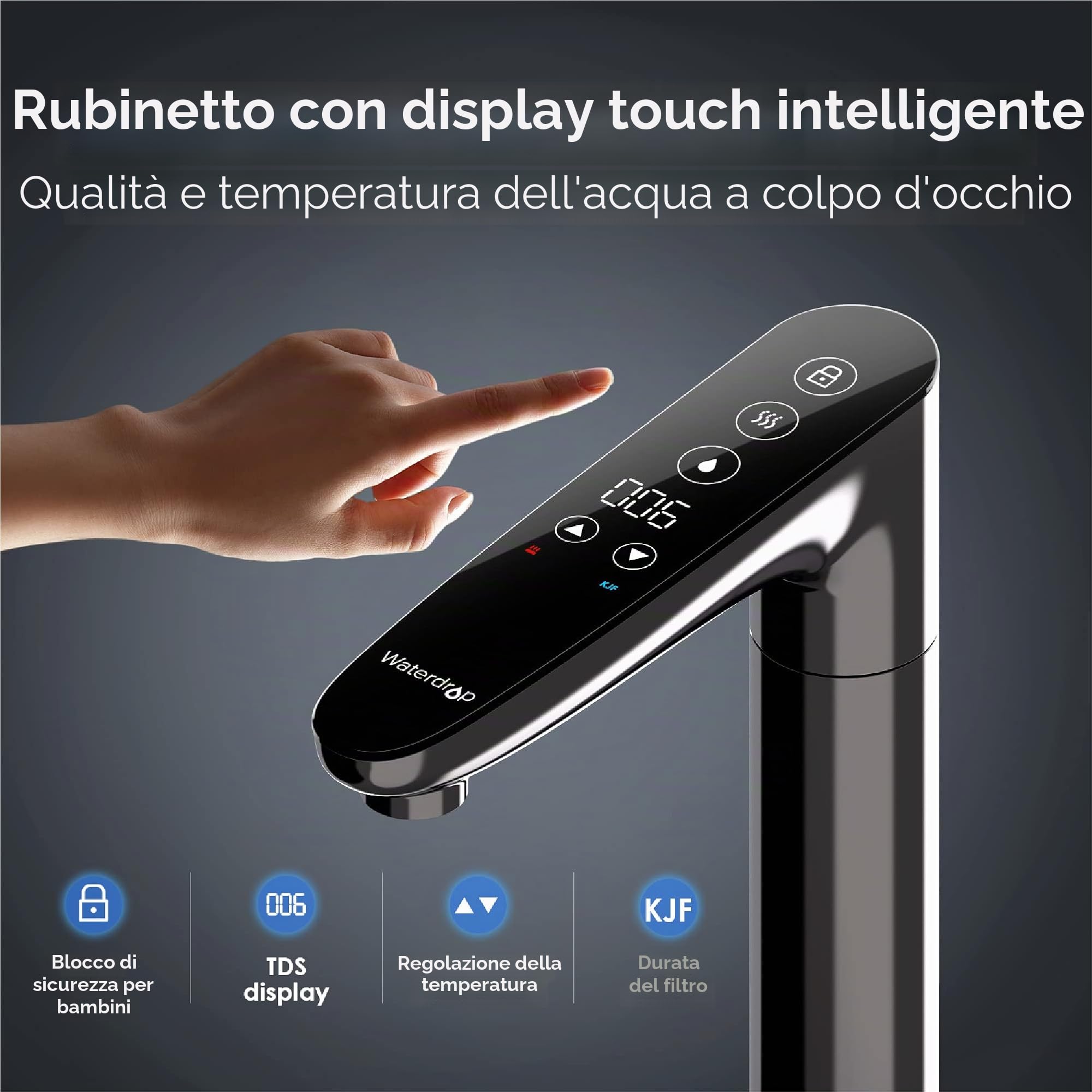Waterdrop Erogazione Acqua Sistema Calda Istantanea a Osmosi Inversa, 600 GPD, Senza Serbatoio, 2: 1 Puro al Lavello, Sotto Lavandino, Riduzione TDS, Rubinetto LED Intelligente, WD-K6/WD-KJ600