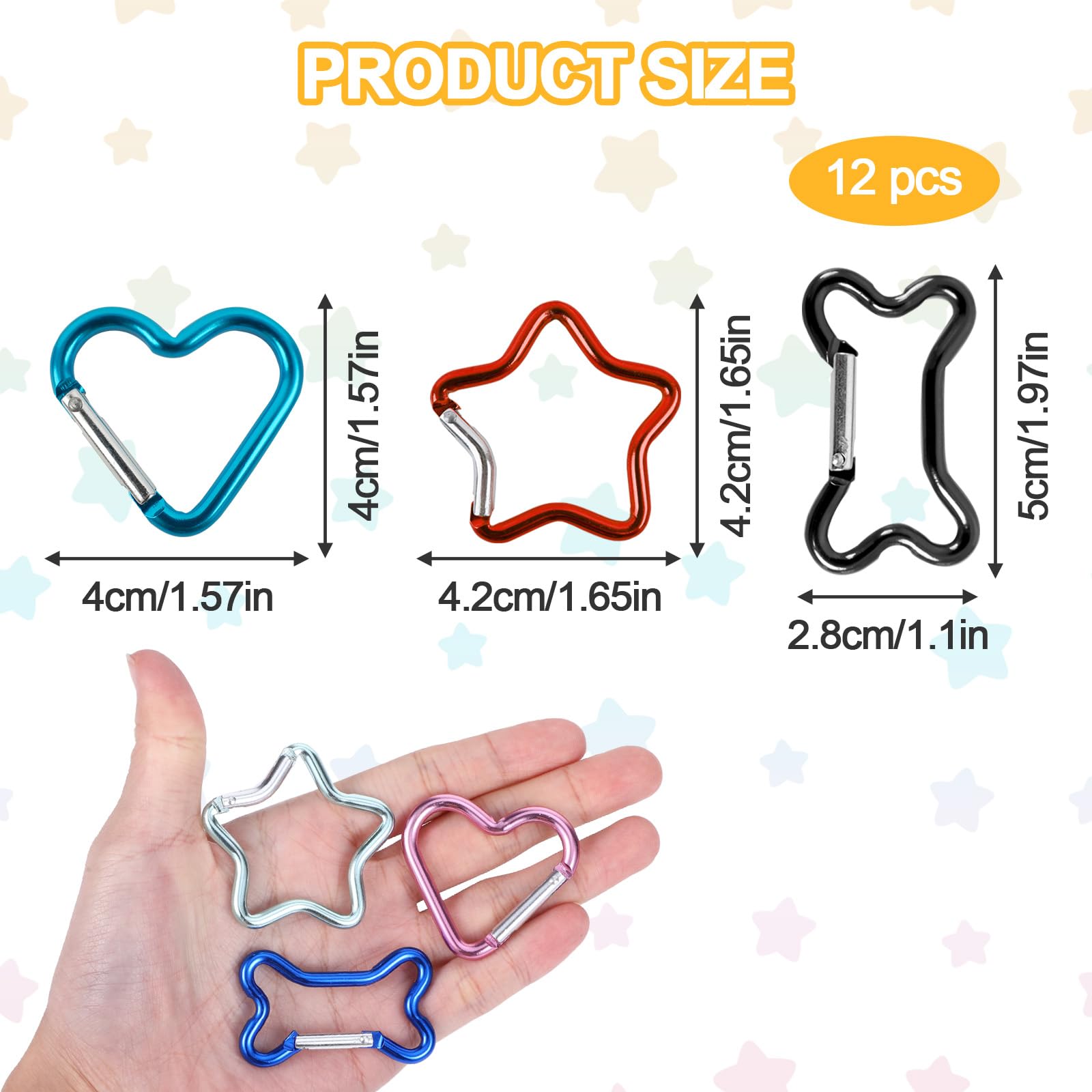 Amazon.com: 12 Pcs Heart Carabiner Cute Clip Set,Alloy Star