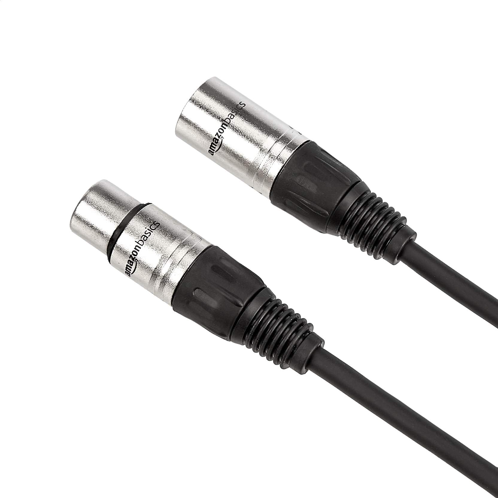 Amazon Basics Standard XLR Male to Female Balanced Microphone Cable, Durable & Flexible, Noise-Cancelling - 25 Feet, 2-Pack, Black