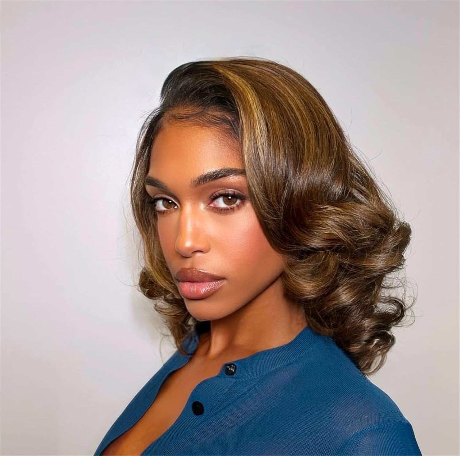 Glueless Wig Pre Plucked Pre Cut 4/27 Lace Front Wigs Human Hair Wear And Go Ombre Curly Bob Wig 200% Density 6x5 HD Lace Wigs Loose Body 100% Remy Human Hair Wigs 18 Inch