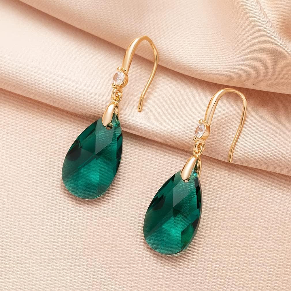 Austrian Crystal Teardrop Dangle Drop Earrings for Women 14K Gold Plated Hook Earring Hypoallergenic Jewelry Gifts for Women Girls - Image 3