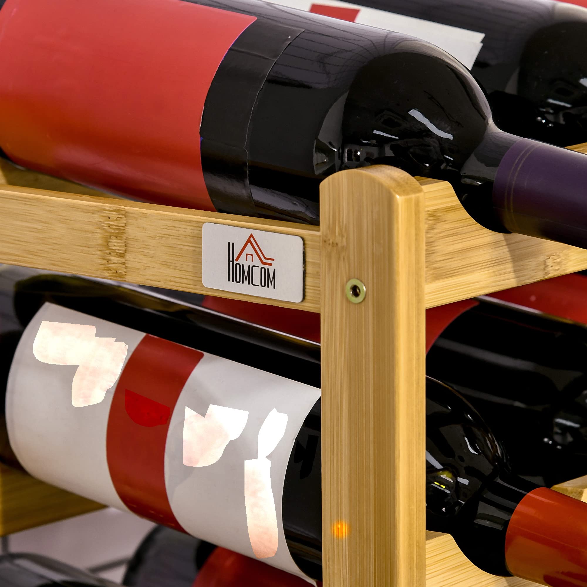HOMCOM Étagère à Bouteilles de vin pour 16 Bouteilles Porte Bouteilles Casier à vin en Bambou - 43 x 23,5 x 38 cm Bois Naturel