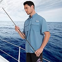 Vista 12 de BASSDASH UPF 50 Camisa de vestir para pesca de manga corta con botones para hombre, tejida, de manga corta, para exterior