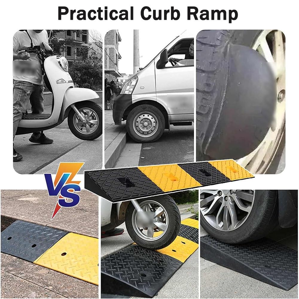 Rampa di Gomma per Marciapiede, 3cm 4cm 5cm di Altezza Rampa di Soglia, Rampa per Cordoli per Elevatori Camion Autobus Carrelli Sedie A Rotelle(100x15x5cm/39.37x5.9x1.97in)