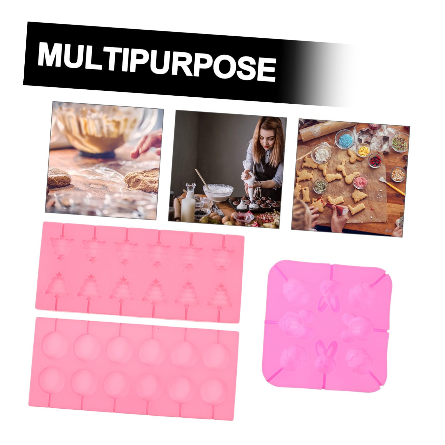 Moule à Sucettes de Noël en Silicone, 1 Set, 7 Pièces