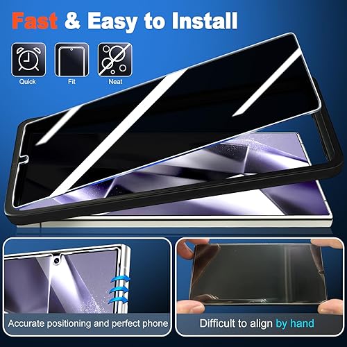 Miniatura 6 de Hendlent Protector de pantalla de privacidad para Galaxy S24 Ultra, vidrio templado 9H, soporte de huella digital ultrasónico, compatible con fundas