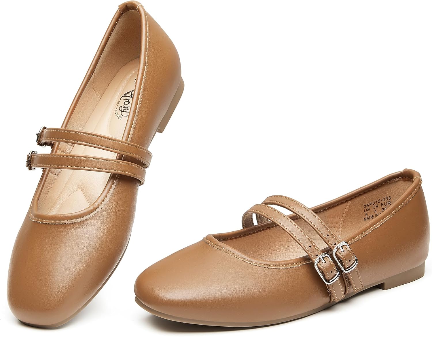 Trary Mary Jane Shoes Women Square Toe Flats for Women Dressy Ballet Flat Mary Jane Flats with Buckle Strap Comfortable Slip On Casual Shoes