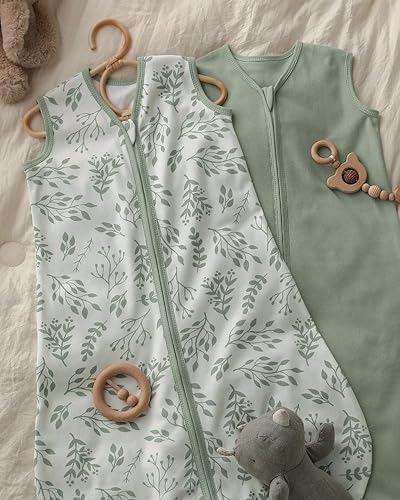 Miniatura 7 de Yoofoss Saco de dormir para bebé de 0 a 6 meses, 100% algodón, cremallera de 2 vías, TOG 0.5, saco de dormir para niños pequeños, paquete de 3,