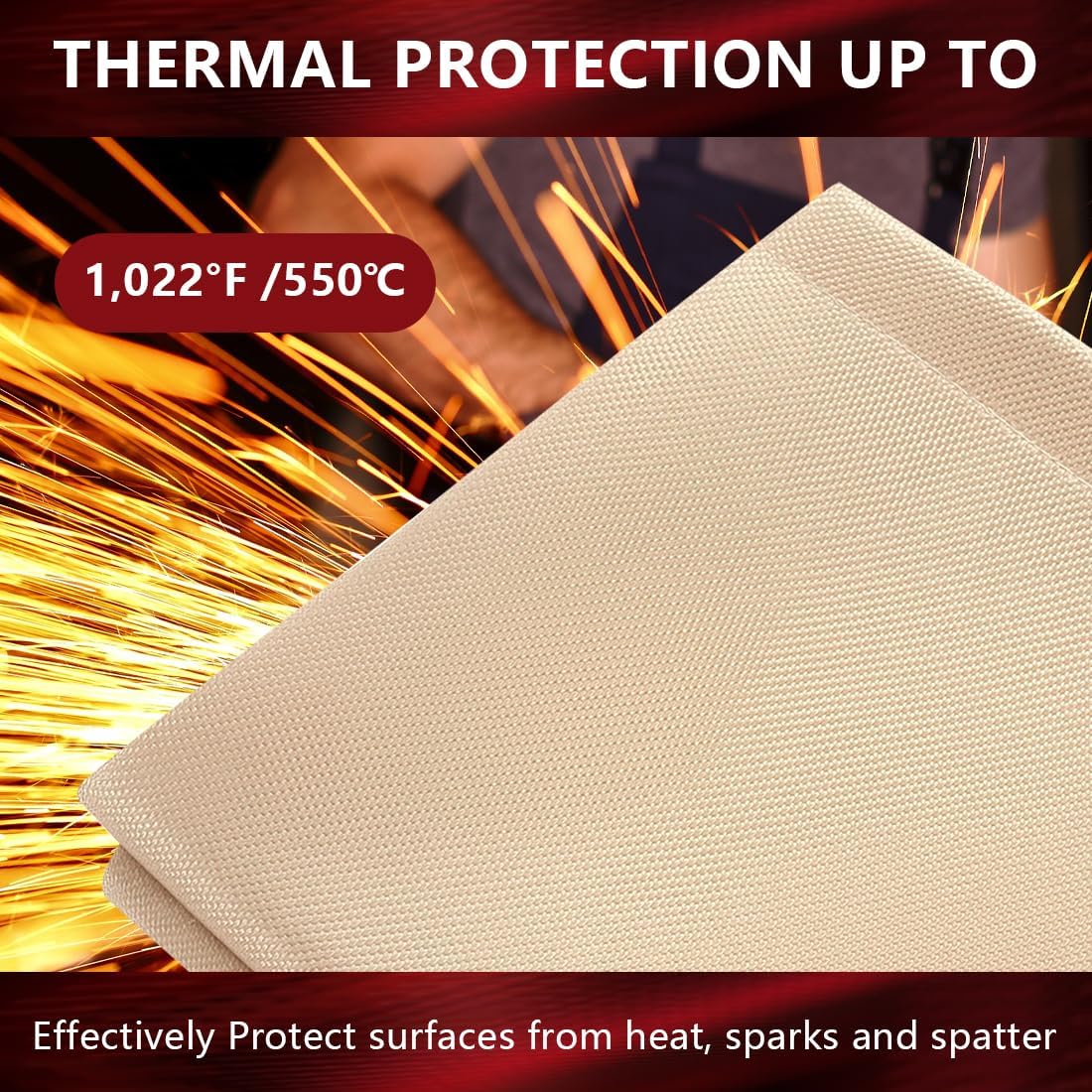 Heat Resistant Welding Blanket Fiberglass Fire Blankets Fireplace Mat 39.5X37inch Thermal Insulation Blanket Heavy Duty Weld Cover with Grommets for Industrial Grill Smoker
