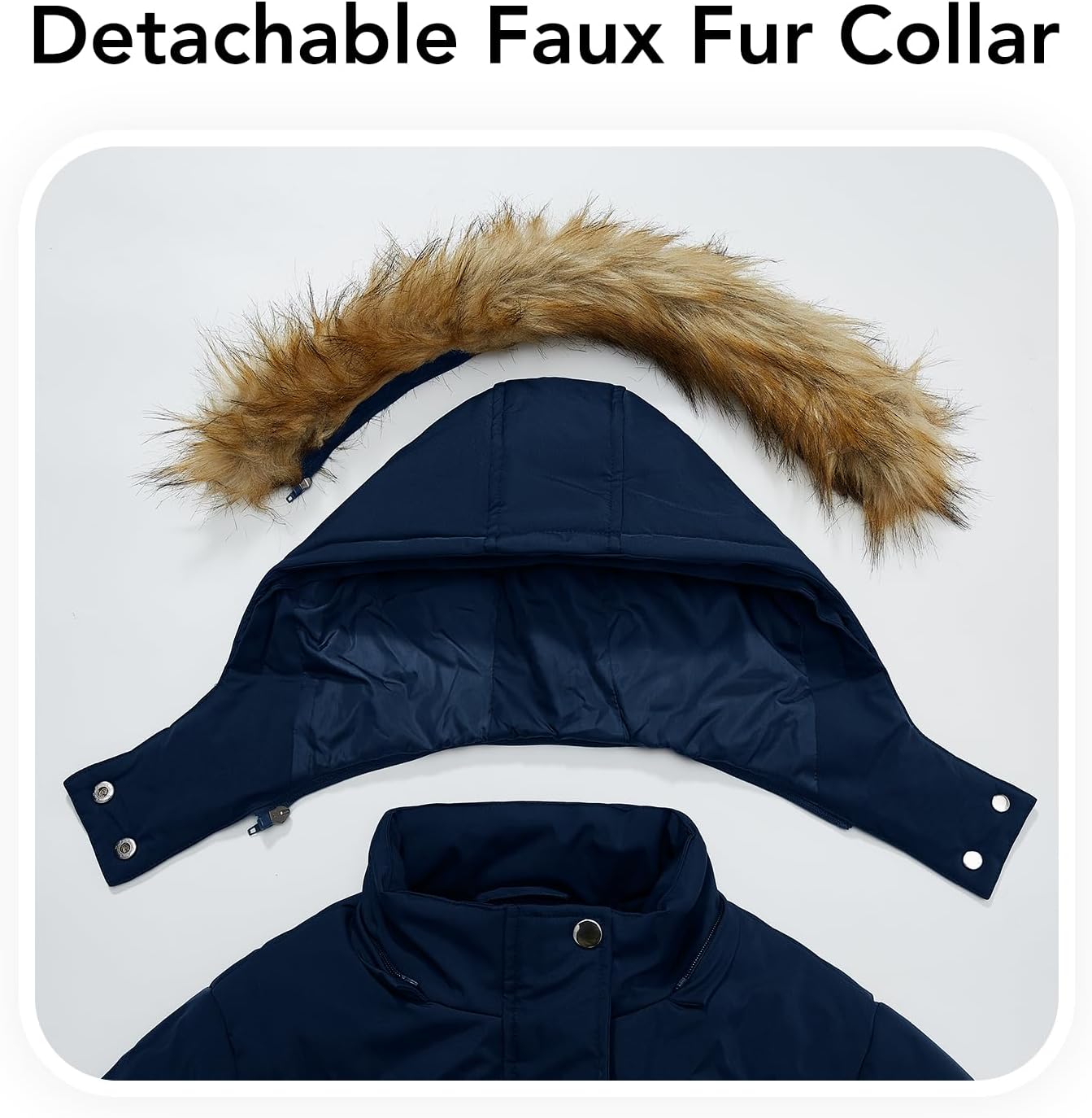 Garemcy Women's Winter Coat Water Repellent Long Puffer Jacket Warm Parka with Detachable Fur-trim Hood - Image 7