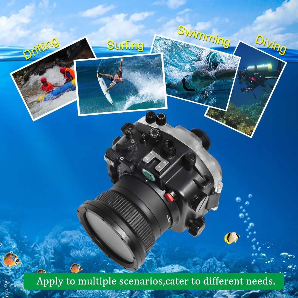 Seafrogs Underwater Housing for Sony A7R IV (ILCE-7RM4A), Waterproof Case for Sony A7R Mark IV + FE 28-70mm, 16-35mm F4, 24-70mm F4, 24mm F1.4 GM, 50mm F1.8, 85mm F1.8 Lens-Black