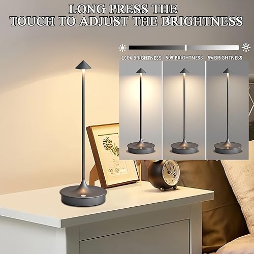 Vista 23 de Cordless Table Lamp Rechargeable LED Table Lamps Battery Operated 4000mAh Touch Dimmable Wireless Lamp Waterproof Portable Outdoor Table Light for