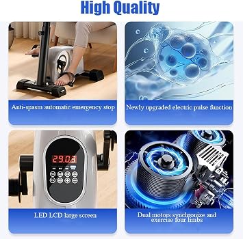 Motorized Pedal Exerciser with Protector Bracket, Adjustable Electric Exercise Bike with Leg Arm Workout,Exercise Bike Physical Rehabilitation Training for Seniors and Disabled