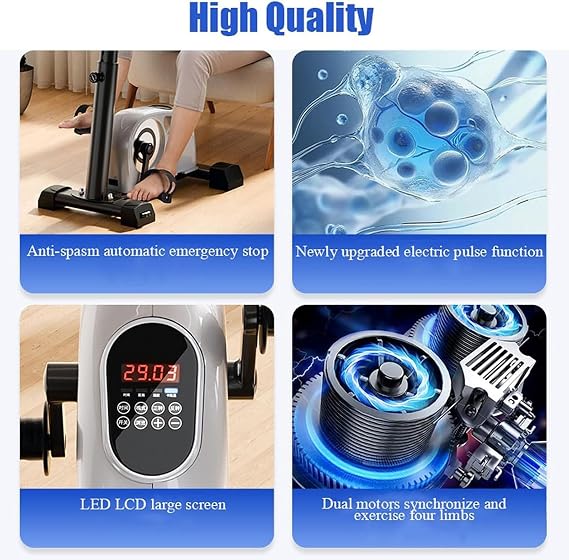 Motorized Pedal Exerciser with Protector Bracket, Adjustable Electric Exercise Bike with Leg Arm Workout,Exercise Bike Physical Rehabilitation Training for Seniors and Disabled
