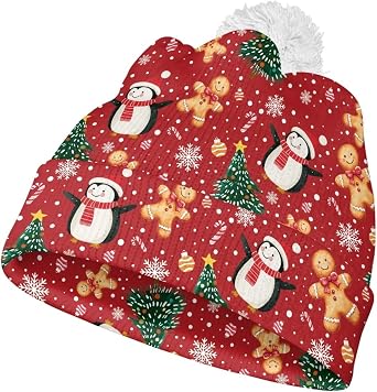 Women Winter Pom Beanie Hat with Cuff Pompom Soft Custom Warm Knit Skull Cap for Men Ladies Fashion Winter Beanie