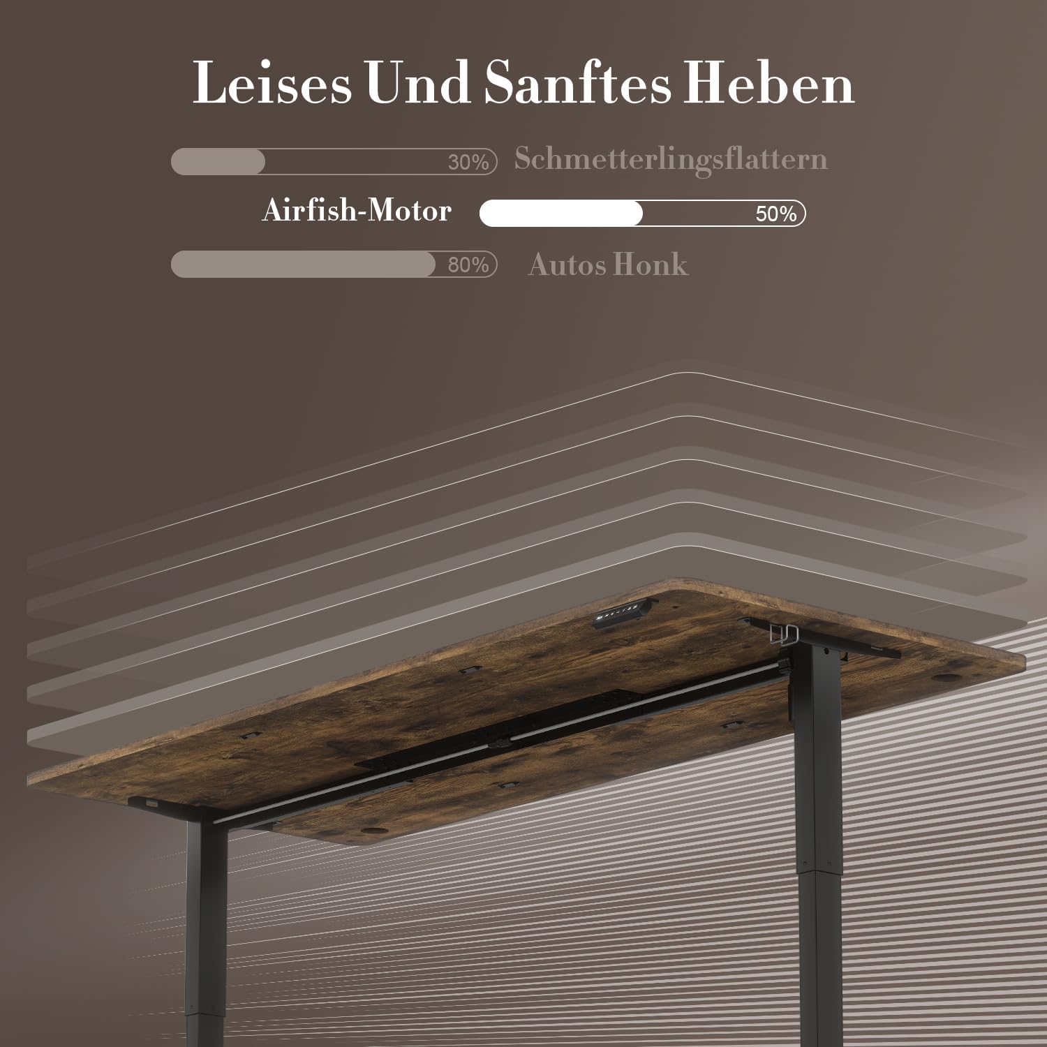 Airfish Höhenverstellbarer Schreibtisch 180x80cm mit USB-Buchse, Schreibtisch Höhenverstellbar Elektrisch mit Memory Funktion, 73-118cm, Dunkelbraun