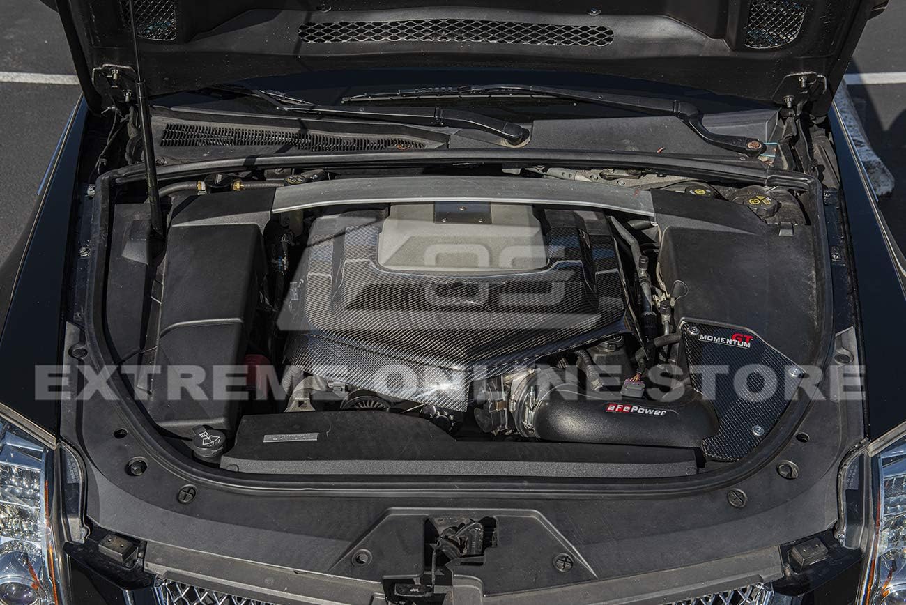 Extreme Online Store Replacement for 2009-2015 Cadillac CTS-V GM Factory Style Carbon Fiber Front Supercharge Engine Trim Valve Cover