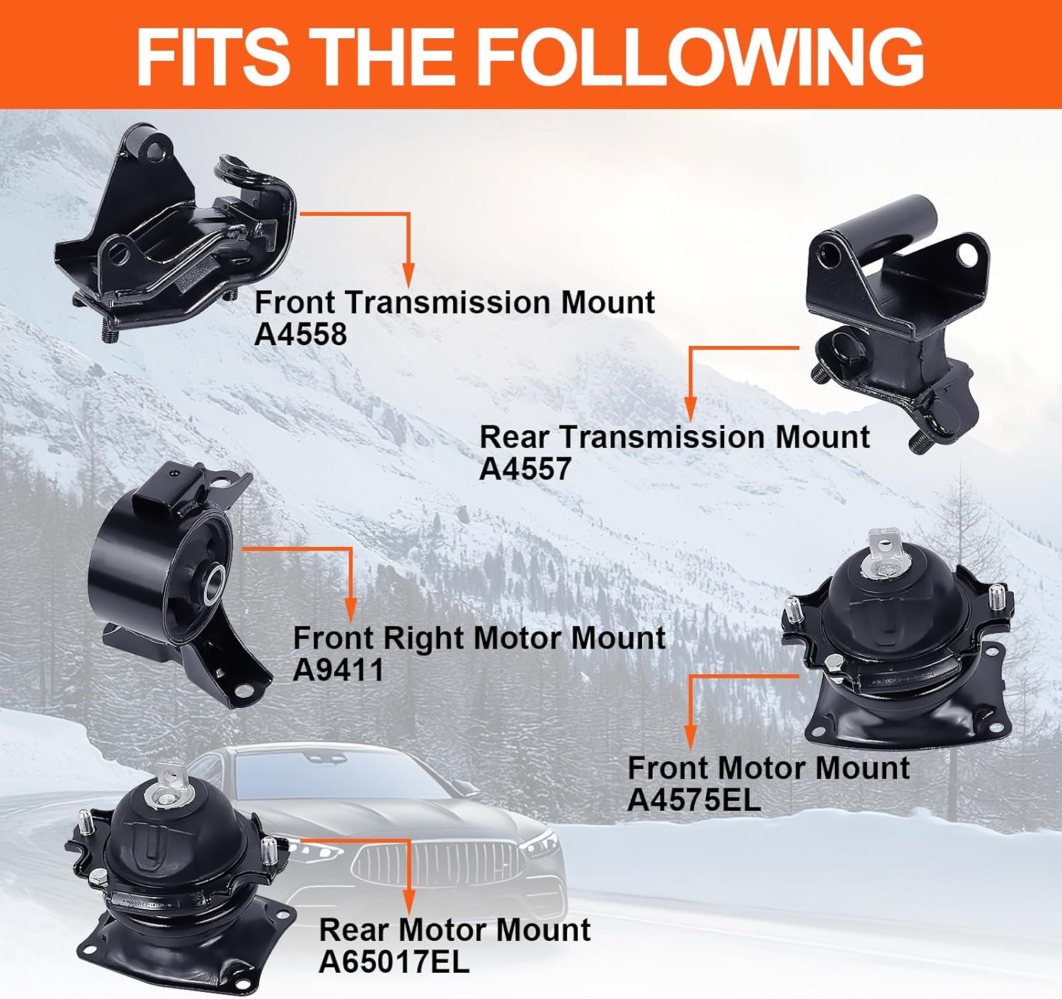 Engine Motor Mount Compatible with Honda Odyssey 2008 2009 2010 V6 3.5L, Replacement for A4575EL，A4587，A65017EL，A4557,A4558